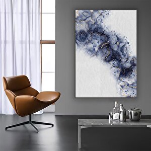 Soyut Kanvas Resmi; Siyah Ve Mavi Çizgili Modern Soyut Resim; Çerçeveli Duvar Dekoru; Oturma Odası S 20x30 cm