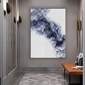 Soyut Kanvas Resmi; Siyah Ve Mavi Çizgili Modern Soyut Resim; Çerçeveli Duvar Dekoru; Oturma Odası S