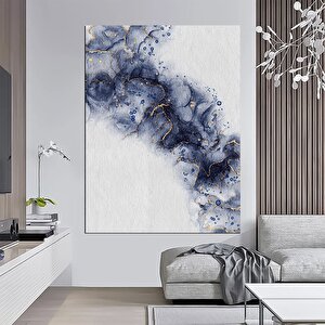 Soyut Kanvas Resmi; Siyah Ve Mavi Çizgili Modern Soyut Resim; Çerçeveli Duvar Dekoru; Oturma Odası S