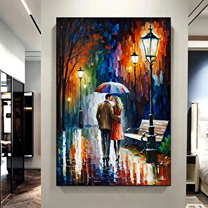 Aşk Kanvas Baskısı; Şemsiye Altında Öpüşen 50x70 cm