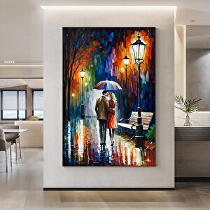 Aşk Kanvas Baskısı; Şemsiye Altında Öpüşen