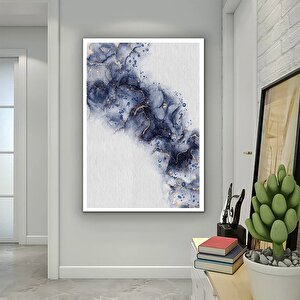 Soyut Kanvas Resmi; Siyah Ve Mavi Çizgili Modern Soyut Resim; Çerçeveli Duvar Dekoru; Oturma Odası S