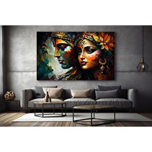 Radha Krishna Kanvas Tablosu; Geleneksel Hint Reprodüksiyon