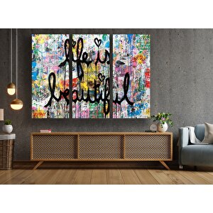 Life Is Beautiful Mr.brainwash Kanvas; Graffiti Pop Art; Arkadaşa Hediye