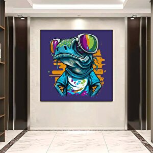 Soyut Bukalemun Graffiti Sanatı; Oturma Odası Dekoru 120x120 cm