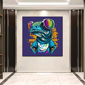 Soyut Bukalemun Graffiti Sanatı; Oturma Odası Dekoru 100x100 cm