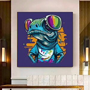 Soyut Bukalemun Graffiti Sanatı; Oturma Odası Dekoru 40x40 cm