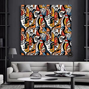 Soyut Yüz Kanvas Tablo | Renkli Soyut Sanat | Yüz Posteri | Modern Dekor 30x30 cm