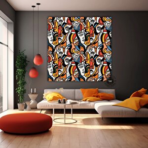 Soyut Yüz Kanvas Tablo | Renkli Soyut Sanat | Yüz Posteri | Modern Dekor