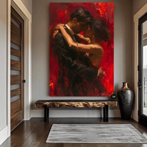 Kırmızılı Tutkulu Çift Kanvas – Yatak Odası