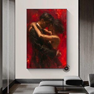 Kırmızılı Tutkulu Çift Kanvas – Yatak Odası 90x150 cm