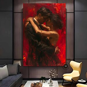 Kırmızılı Tutkulu Çift Kanvas – Yatak Odası 90x150 cm