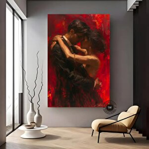 Kırmızılı Tutkulu Çift Kanvas – Yatak Odası