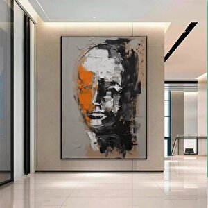 Soyut Portre Kanvas; İnsan Yüzü Tablosu 80x160 cm
