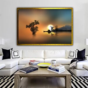 Soyut Gün Batımı Kanvas; Büyük Tablo 80x150 cm
