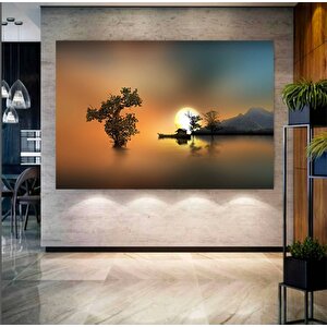Soyut Gün Batımı Kanvas; Büyük Tablo 90x180 cm