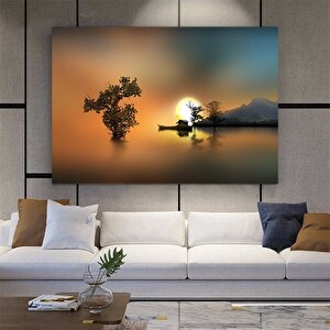 Soyut Gün Batımı Kanvas; Büyük Tablo 90x180 cm