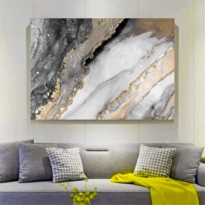 Gri Altın Soyut Kanvas Baskısı; Lüks Soyut Duvar Sanatı; Oturma Odası Dekoru; Büyük Modern Sanat Ese 40x60 cm