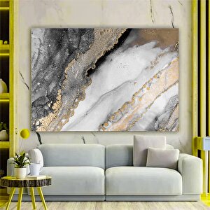 Gri Altın Soyut Kanvas Baskısı; Lüks Soyut Duvar Sanatı; Oturma Odası Dekoru; Büyük Modern Sanat Ese 90x180 cm