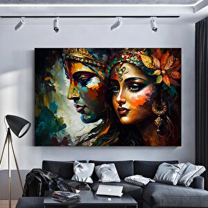 Radha Krishna Kanvas Tablosu; Geleneksel Hint Reprodüksiyon
