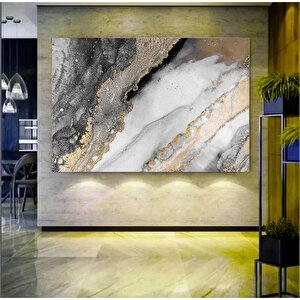 Gri Altın Soyut Kanvas Baskısı; Lüks Soyut Duvar Sanatı; Oturma Odası Dekoru; Büyük Modern Sanat Ese