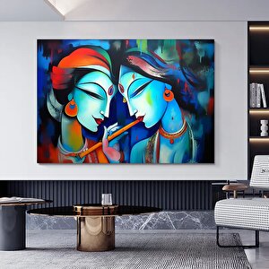 Radha Krishna Kanvas Tablosu; Geleneksel Hint Sanatı 100x200 cm