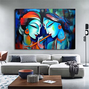 Radha Krishna Kanvas Tablosu; Geleneksel Hint Sanatı 100x200 cm