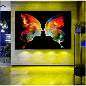 Renkli Soyut Çift Silueti; Kadın Ve Erkek Kanvas Sanatı; Modern Çift Duvar Dekoru; Soyut Kanvas Sana