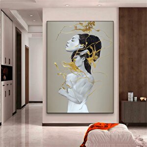 Altın Dumanlı Kadın Kanvas; Kadın Portresi 80x120 cm