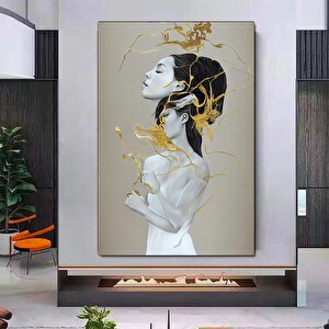 Altın Dumanlı Kadın Kanvas; Kadın Portresi 80x120 cm