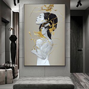 Altın Dumanlı Kadın Kanvas; Kadın Portresi 80x120 cm