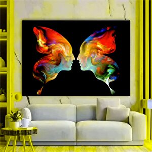 Renkli Soyut Çift Silueti; Kadın Ve Erkek Kanvas Sanatı; Modern Çift Duvar Dekoru; Soyut Kanvas Sana 120x180 cm