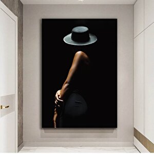 Kadın Silueti Kanvas Tablosu; Sıcak Soyut Kadın Resmi; Modern Siyah Beyaz Kadın Tablosu 100x150 cm