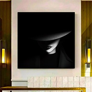 Kadın Silueti Tuval Resmi, Kadın Ile Sıcak Soyut Tuval Resmi, Modern Kadın Resmi, Siyah Beyaz Kadın 100x100 cm