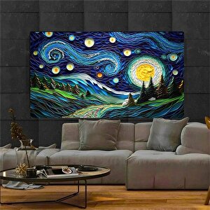 Van Gogh'ın Yıldızlı Gece Duvar Baskısı | Vincent Van Gogh Goblen | Manzara Duvar Asması Sanatı | Gö