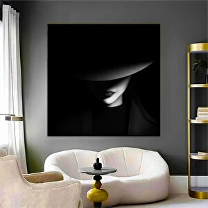 Kadın Silueti Tuval Resmi, Kadın Ile Sıcak Soyut Tuval Resmi, Modern Kadın Resmi, Siyah Beyaz Kadın 70x70 cm