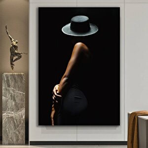 Kadın Silueti Kanvas Tablosu; Sıcak Soyut Kadın Resmi; Modern Siyah Beyaz Kadın Tablosu 30x40 cm