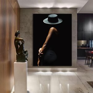 Kadın Silueti Kanvas Tablosu; Sıcak Soyut Kadın Resmi; Modern Siyah Beyaz Kadın Tablosu 50x70 cm
