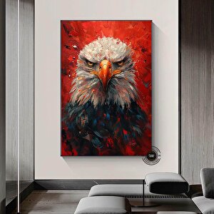Görkemli Kel Kartal Tuval Sanatı - Kel Kartal Duvar Sanatı, Asmaya Hazır Duvar Dekoru 120x180 cm