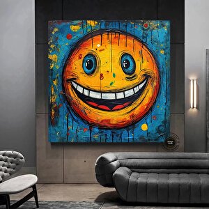 Gülümseme Duvar Sanatı; Graffiti Baskılar; Yatak Üstü Trend Dekor 50x50 cm