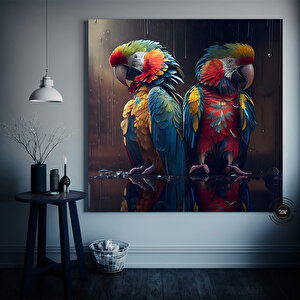 Papağan Soyut Sanat Kanvas 40x40 cm
