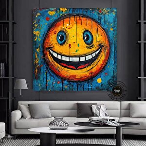 Gülümseme Duvar Sanatı; Graffiti Baskılar; Yatak Üstü Trend Dekor 120x120 cm