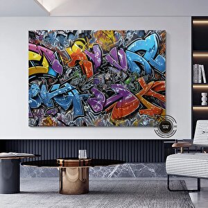 Graffiti Sanatı Kanvas Tablo; Çerçeveli Urban Poster; Duvar Dekoru 90x180 cm