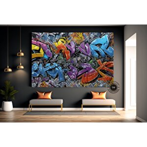 Graffiti Sanatı Kanvas Tablo; Çerçeveli Urban Poster; Duvar Dekoru 90x180 cm