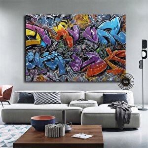 Graffiti Sanatı Kanvas Tablo; Çerçeveli Urban Poster; Duvar Dekoru 90x180 cm