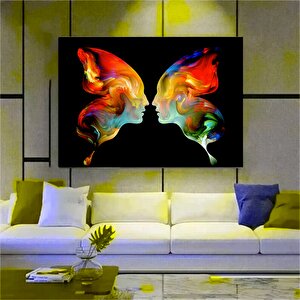 Renkli Soyut Çift Silueti; Kadın Ve Erkek Kanvas Sanatı; Modern Çift Duvar Dekoru; Soyut Kanvas Sana