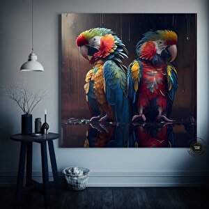 Papağan Soyut Sanat Kanvas 30x30 cm