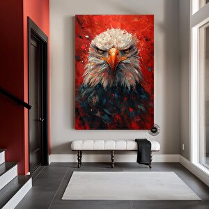 Görkemli Kel Kartal Tuval Sanatı - Kel Kartal Duvar Sanatı, Asmaya Hazır Duvar Dekoru 90x150 cm