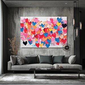 Romantik Kalp Kanvas; Sevgililer Günü Dekoru 120x180 cm