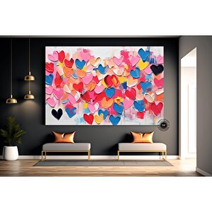 Romantik Kalp Kanvas; Sevgililer Günü Dekoru 120x180 cm
